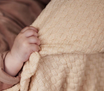 Weave Knit Merino wool deken ledikant - Oatmeal