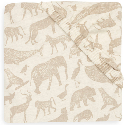 Hoeslaken Jersey 70x140/75x150cm Animals Nougat peuterbed