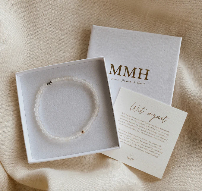 Wit agaat armband | Beschermend, zwangerschap