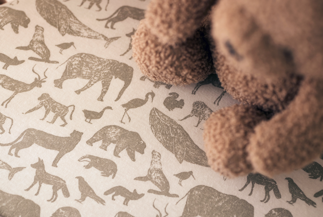 Hoeslaken Jersey 40/50x80/90cm Animals - Nougat