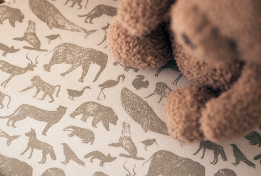 Hoeslaken Jersey 60x120cm Animals Nougat