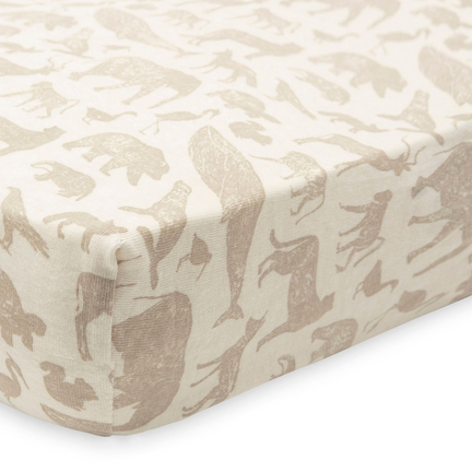 Hoeslaken Jersey 40/50x80/90cm Animals - Nougat